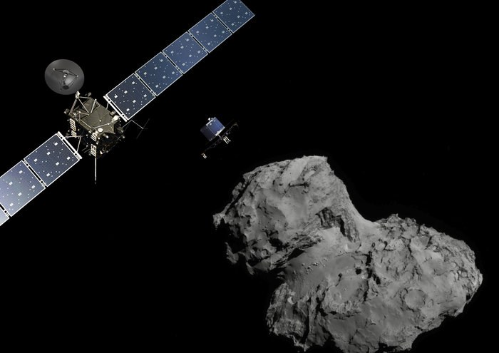 A sonda Philae, da Agência Espacial Europeia (ESA), foi a primeira a pousar com sucesso na superfície de um cometa.