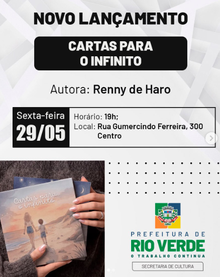 Lançamento de “Cartas para o Infinito”, da autora Renny de Haro