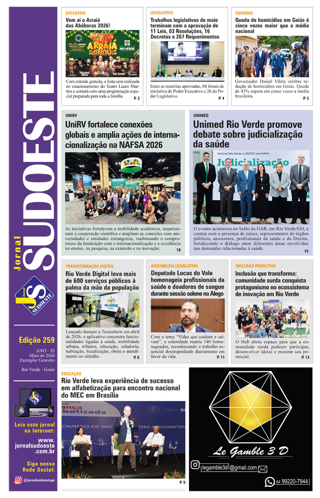 Leia a última edição do Jornal Sudoeste!