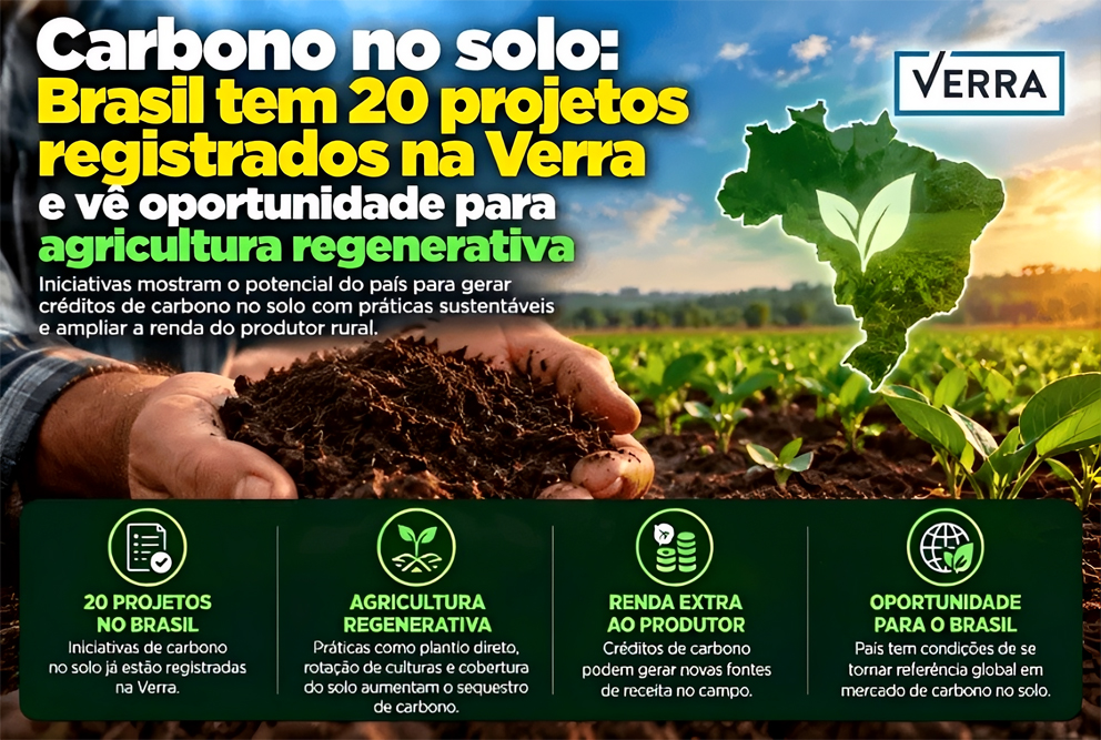 Carbono no solo: Brasil tem 20 projetos  registrados na Verra e vê oportunidade para agricultura regenerativa